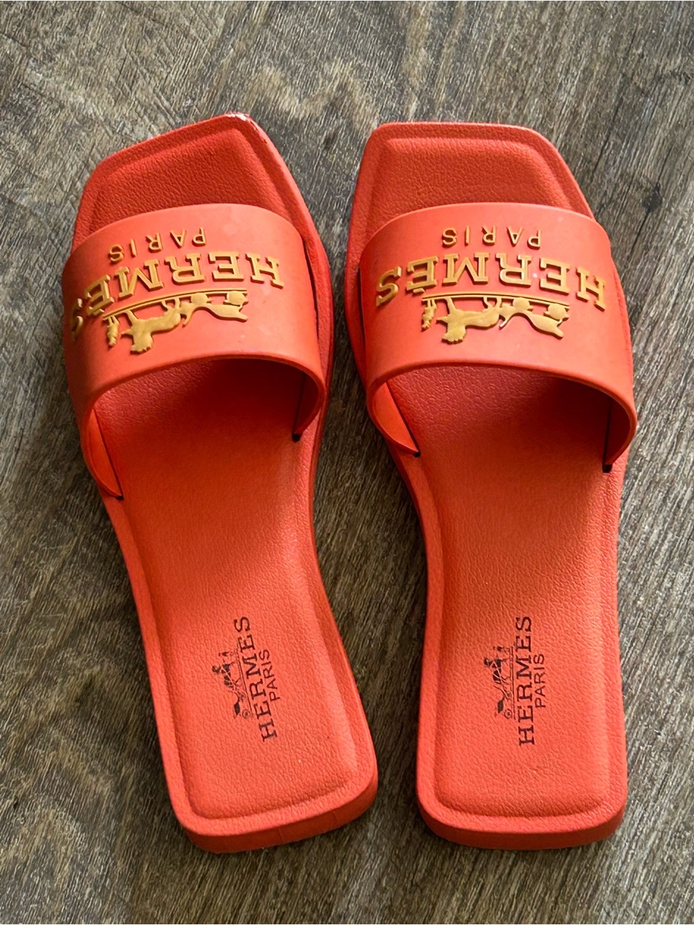 Orange Slide Sandals - Women's Luxury Logo Slip-Ons